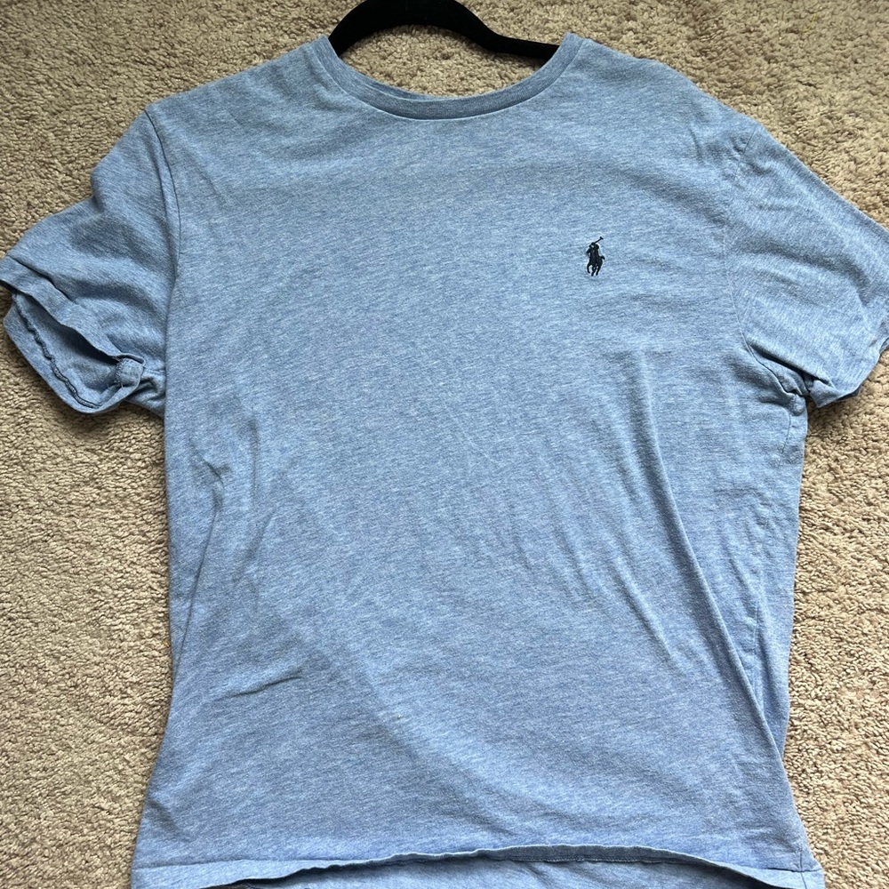 Polo by Ralph Lauren Men’s Tshirt. Size Medium. Light blue with navy blue logo